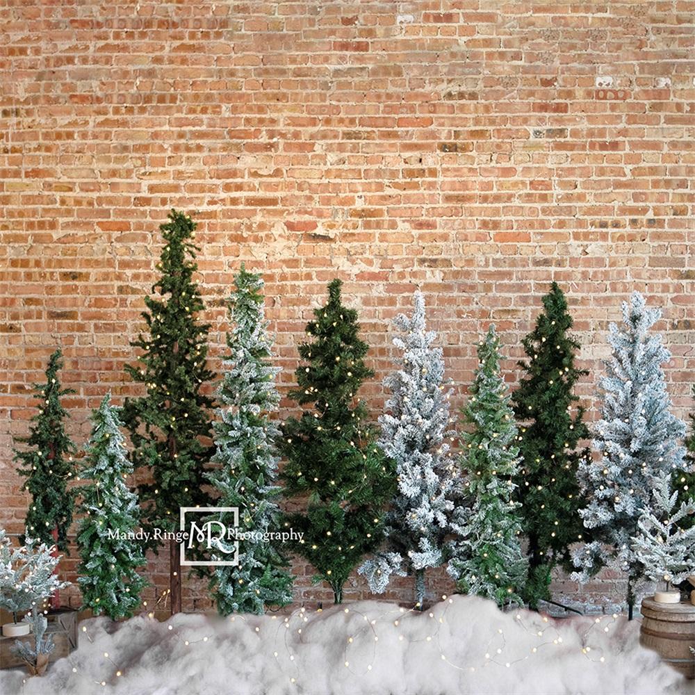Kate Weihnachten Hintergrund Backstein Bäume von Mandy Ringe Photography - Kate Backdrop.de