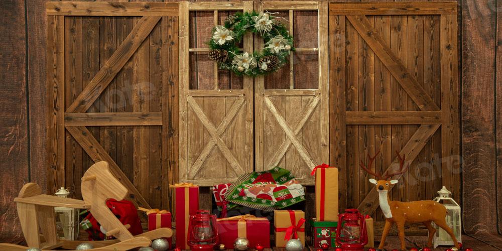 Kate Weihnachten Holz Tür Hintergrund Geschenk Elch von Emetselch