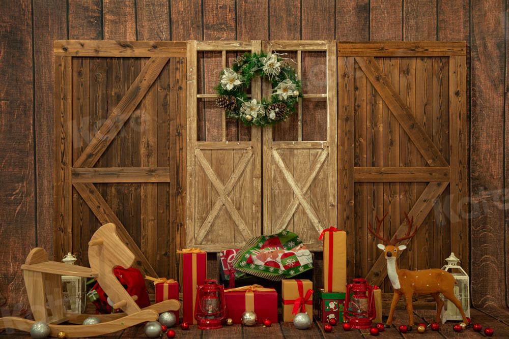 Kate Weihnachten Holz Tür Hintergrund Geschenk Elch von Emetselch