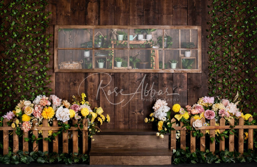 Kate Blumen Wand Hintergrund Frühling Grüne Blätter von Rose Abbas - Kate Backdrop.de