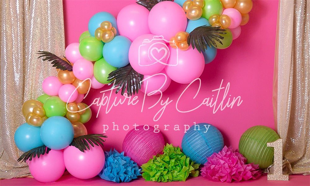 Kate rosa  Mädchen Geburtstag  Ballon Girlande Hintergrund von Caitlin Lynch