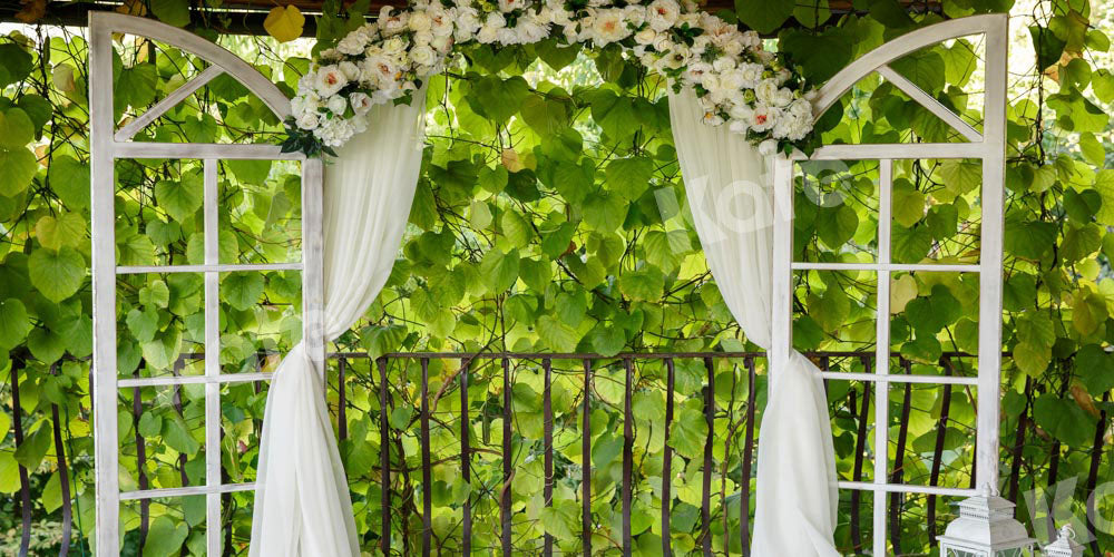 Kate grüne Blätter Frühling Vorhang Kranz  Hochzeit Hintergrund von Emetselch - Kate Backdrop.de