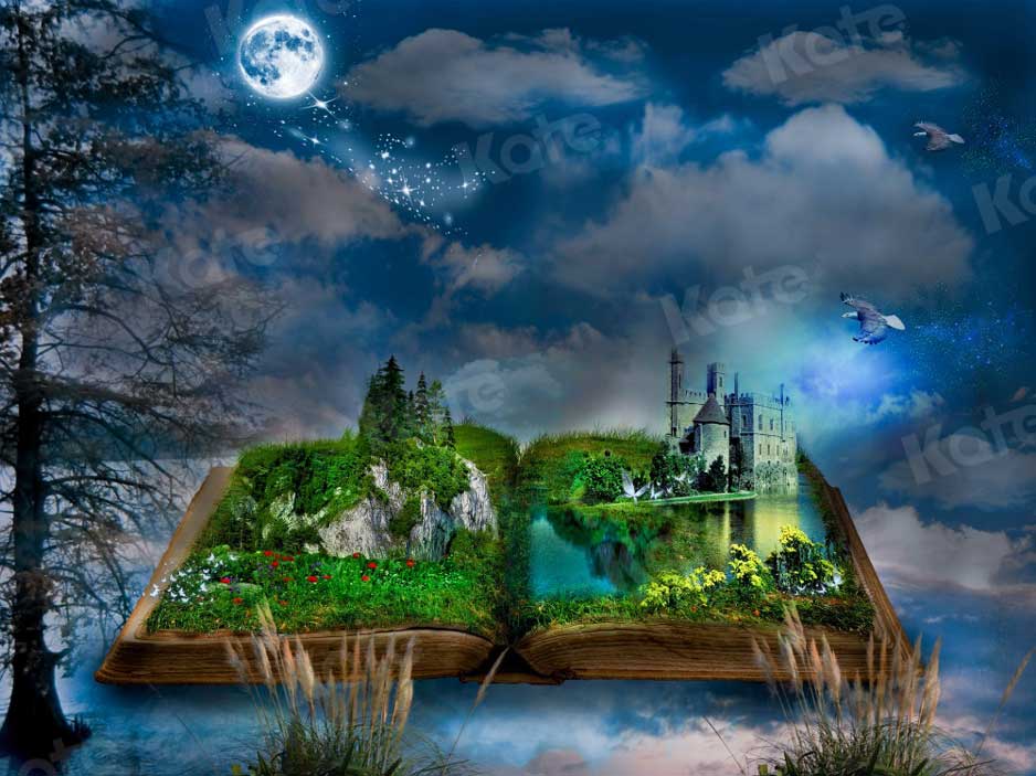 Kate Schule Magie Buch Welt Hintergrund Wolken Nacht für Fotografie - Kate Backdrop.de