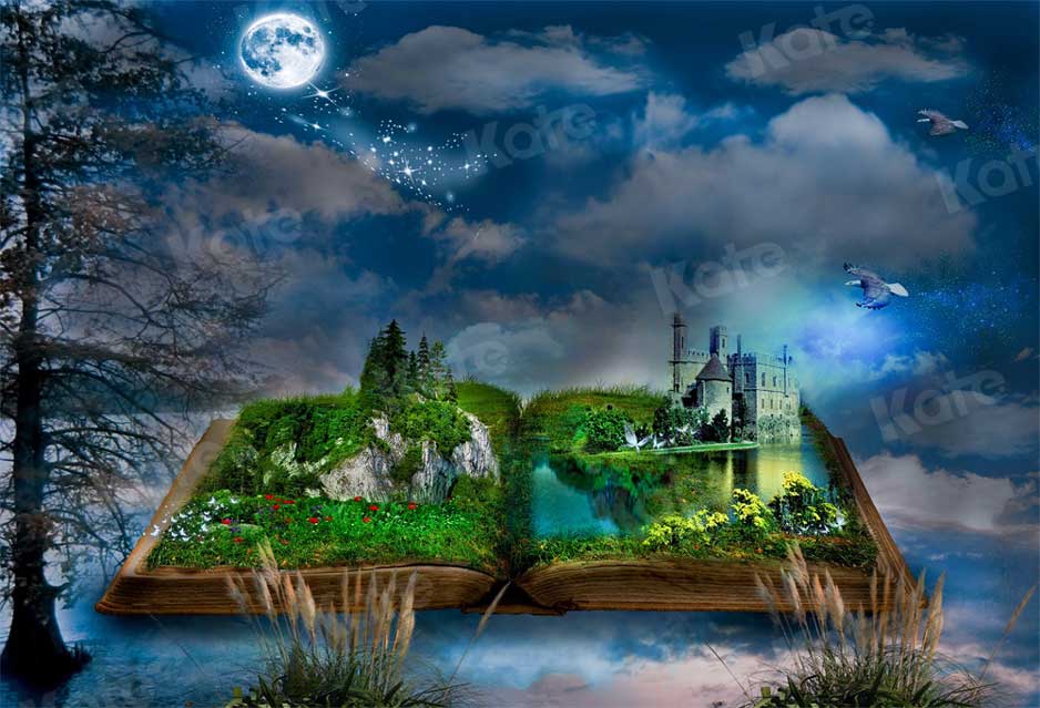 Kate Schule Magie Buch Welt Hintergrund Wolken Nacht für Fotografie - Kate Backdrop.de