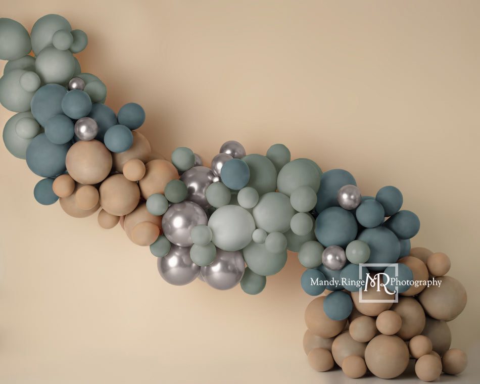 Kate blau  Boho Hintergrund Ballongirlande von Mandy Ringe Photography - Kate Backdrop.de