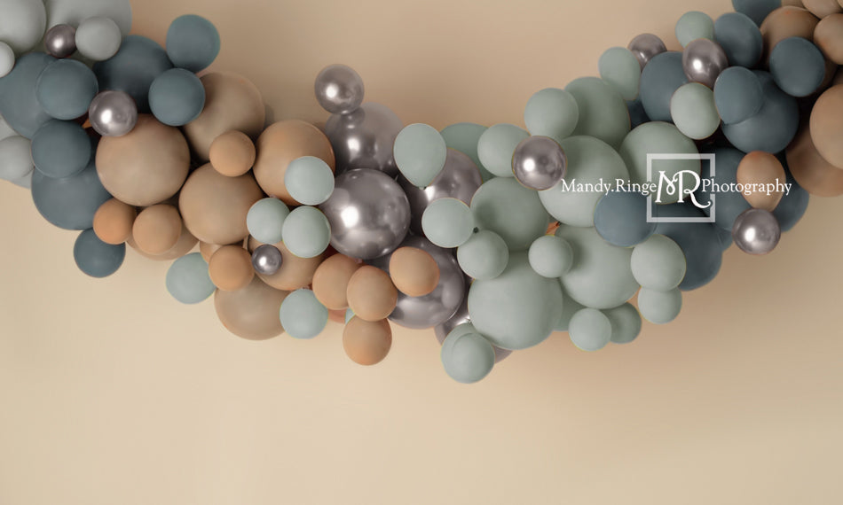 Kate blau Boho Hintergrund Luftballons Geburtstag von Mandy Ringe Photography - Kate Backdrop.de