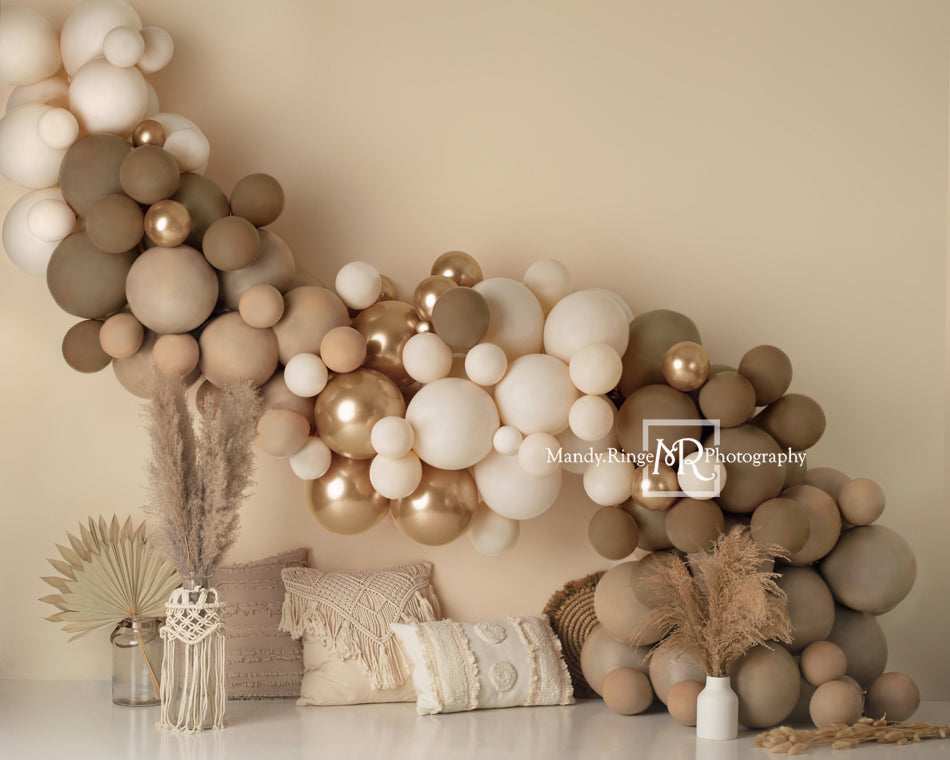 Kate Muttertag Boho Ballons Hintergrund Makramee Kissen von Mandy Ringe Photography - Kate Backdrop.de