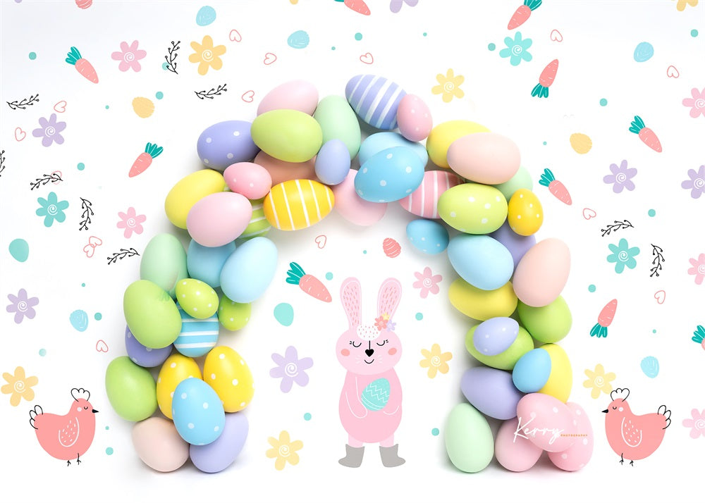 Kate Ostern Hase Eier Hintergrund Regenbogen Girlande von Kerry Anderson - Kate Backdrop.de