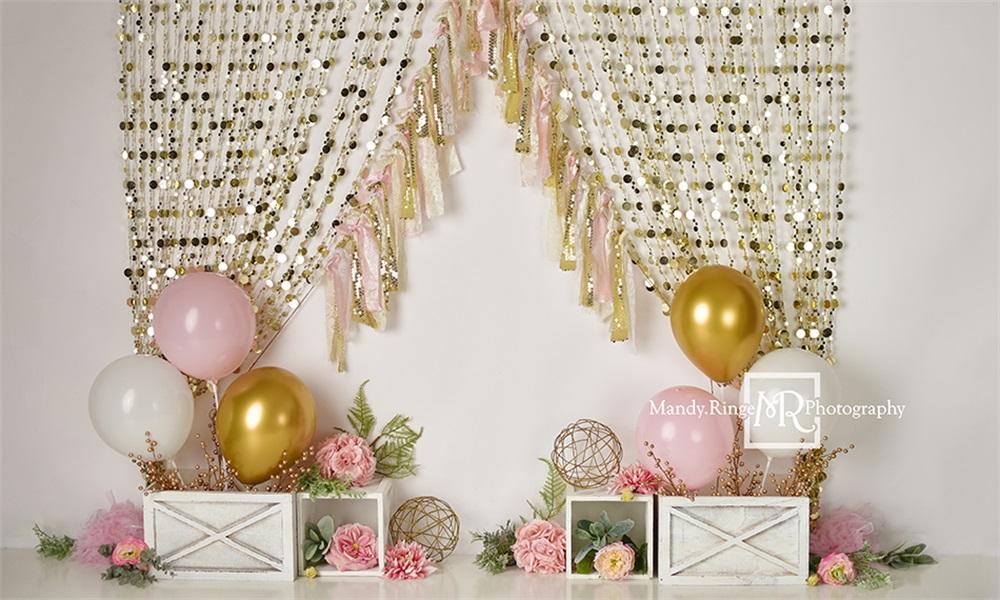 Kate Rosa Gold Geburtstag Hintergrund Vorhang von Mandy Ringe Photography - Kate Backdrop.de
