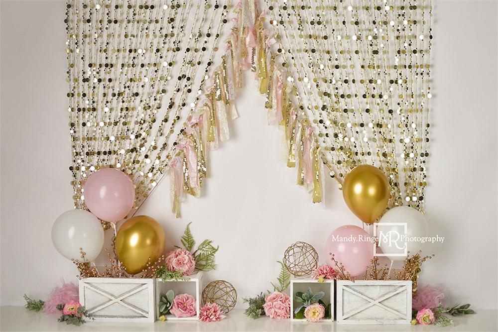 Kate Rosa Gold Geburtstag Hintergrund Vorhang von Mandy Ringe Photography - Kate Backdrop.de