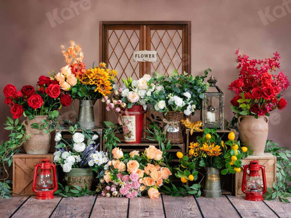 Kate Retro Frühling Hintergrund Blumenladen von Emetselch