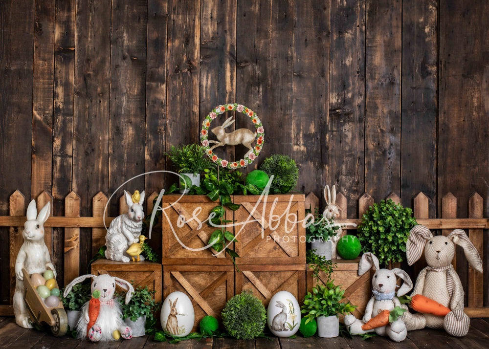 Kate Frühling Ostern Hintergrund Dunkles Holz Cake Smash  von Rose Abbas - Kate Backdrop.de
