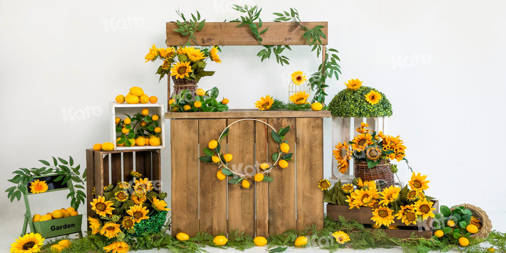 Kate Sommer Sonnenblume Zitrone Hintergrund von Uta Mueller Photography - Kate Backdrop.de