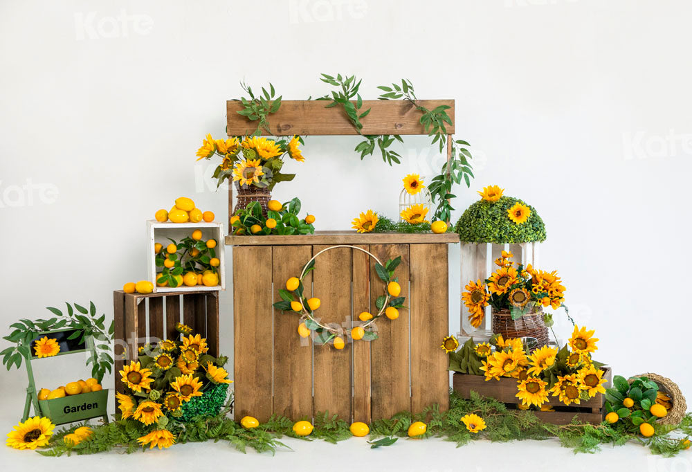 Kate Sommer Sonnenblume Zitrone Hintergrund von Uta Mueller Photography - Kate Backdrop.de