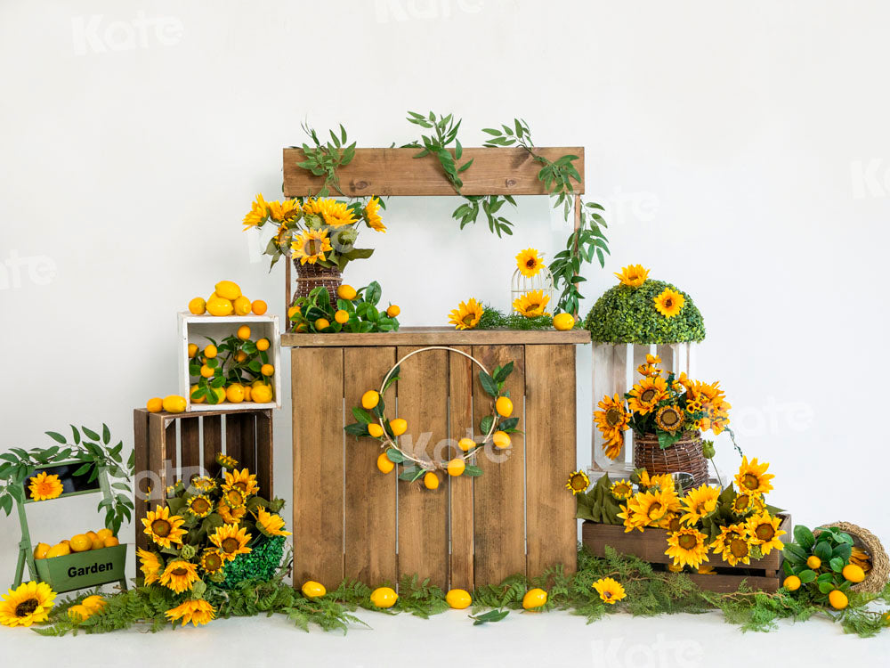 Kate Sommer Sonnenblume Zitrone Hintergrund von Uta Mueller Photography - Kate Backdrop.de
