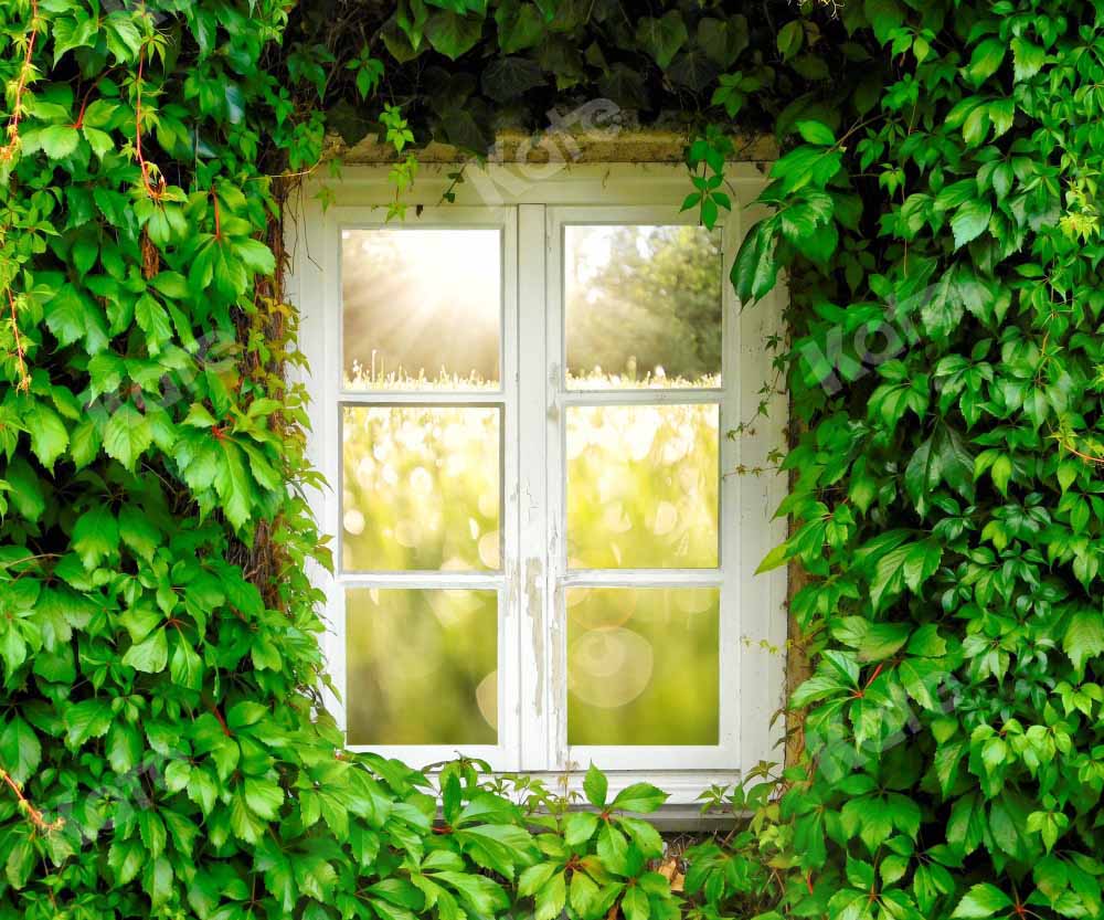 Kate Sommer Fenster Hintergrund grüne Blätter von Chain Photography
