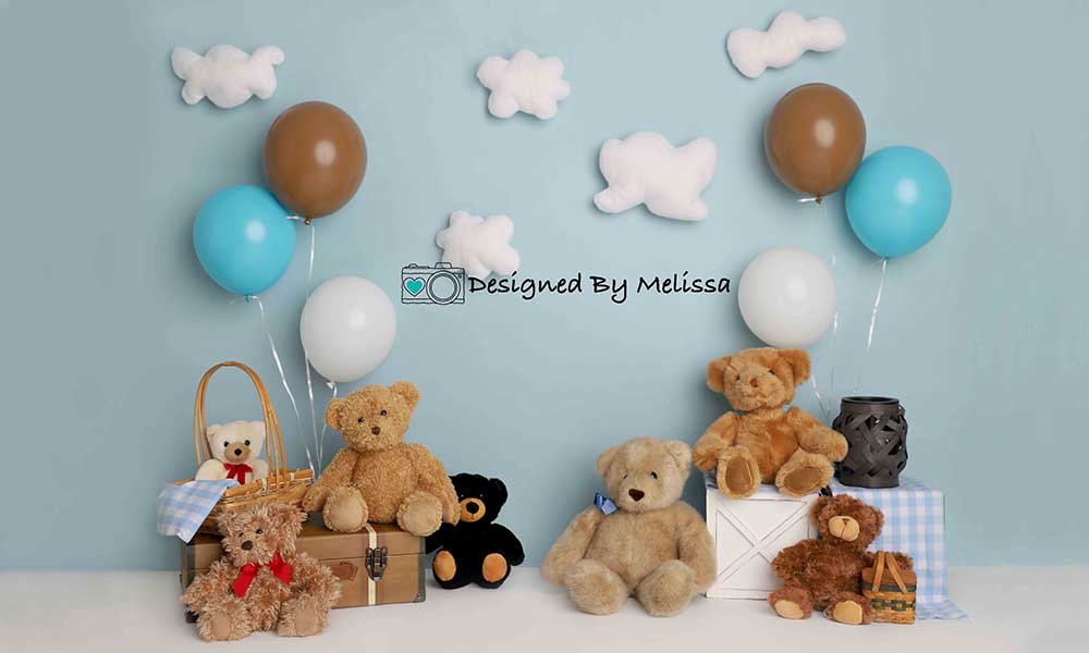 Kate Blau Teddybär Hintergrund Geburtstag Junge  von Melissa King