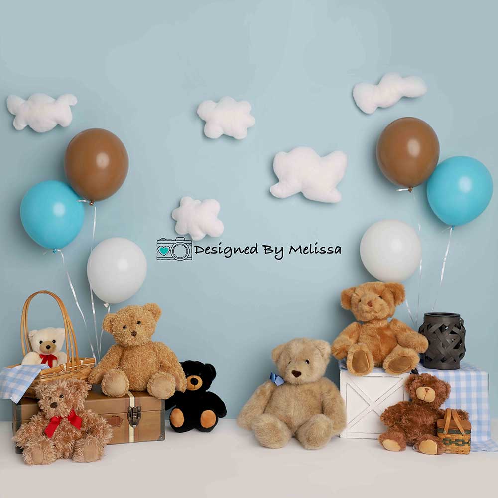 Kate Blau Teddybär Hintergrund Geburtstag Junge  von Melissa King