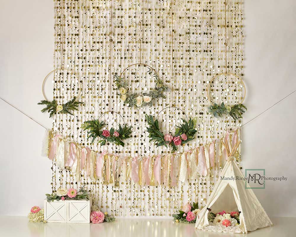 Kate Boho Frühling Hintergrund  Cake Smash Kranz von Mandy Ringe Photography - Kate Backdrop.de