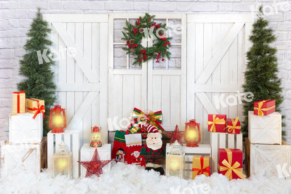 Kate Weihnachten Hintergrund Weiß Scheunentor Geschenk Schnee von Emetselch