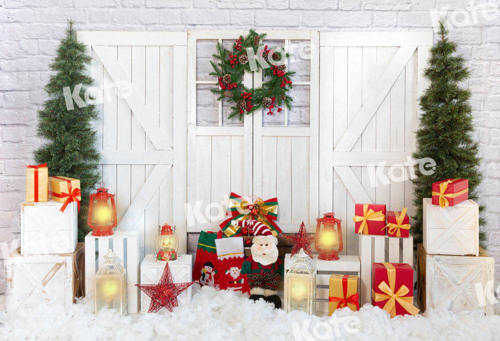 Kate Weihnachten Hintergrund Weiß Scheunentor Geschenk Schnee von Emetselch