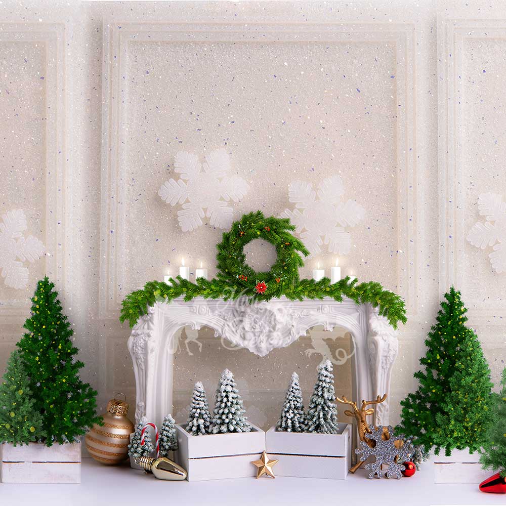Kate Weihnachten Kamin Hintergrund Glitzer Schnee Wand von Mini MakeBelieve