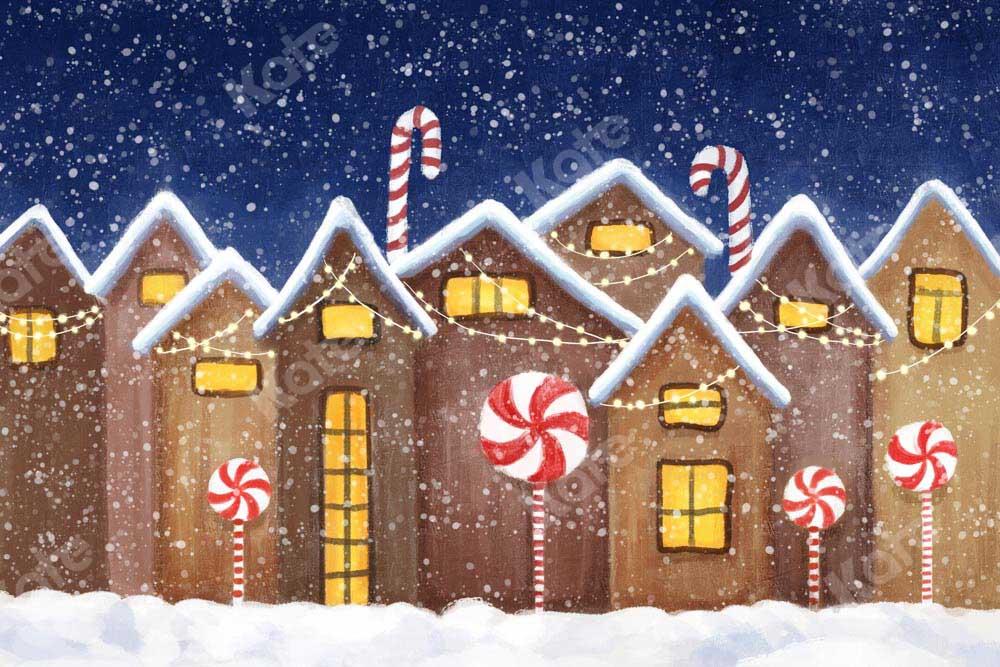 Kate Weihnachten Lebkuchen Haus Schnee Hintergrund von GQ