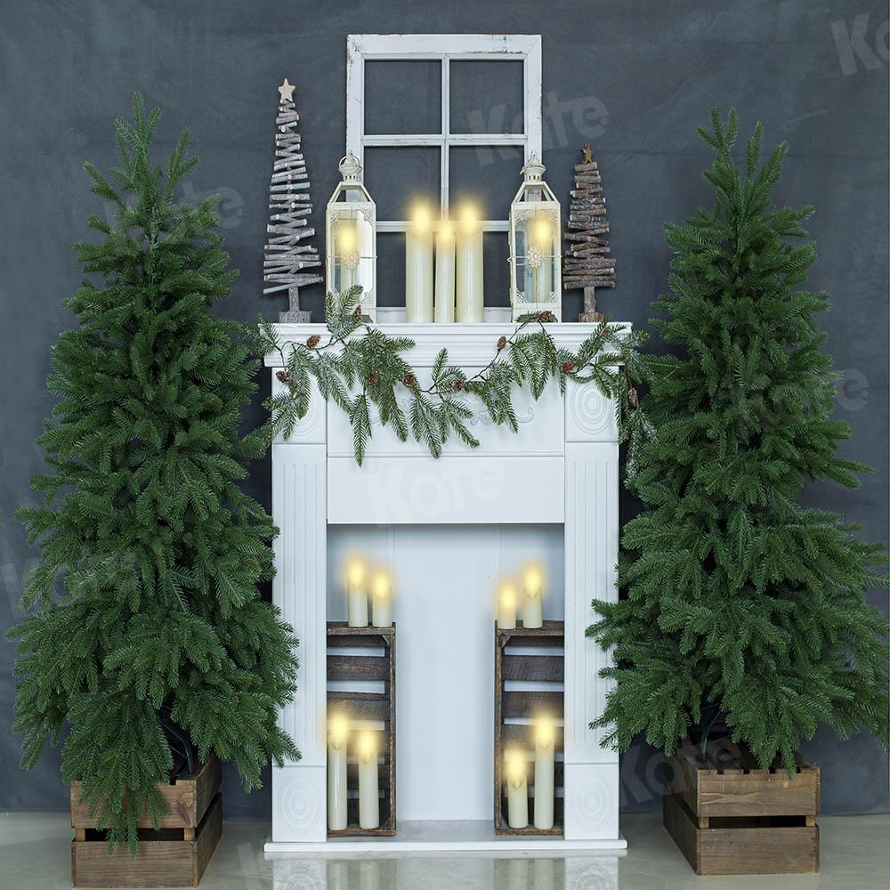 Kate Weihnachten Kerze Graues Haus Hintergrund von Emetselch - Kate Backdrop.de