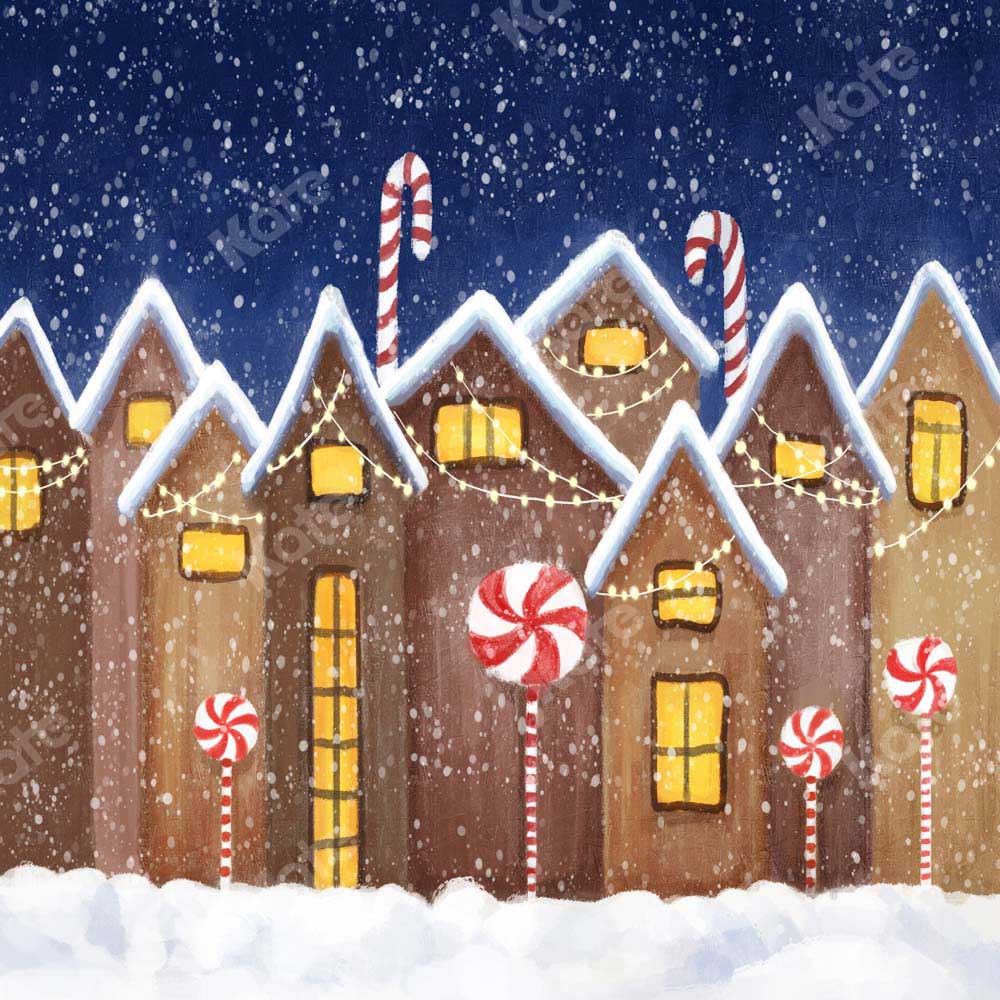 Kate Weihnachten Lebkuchen Haus Schnee Hintergrund von GQ