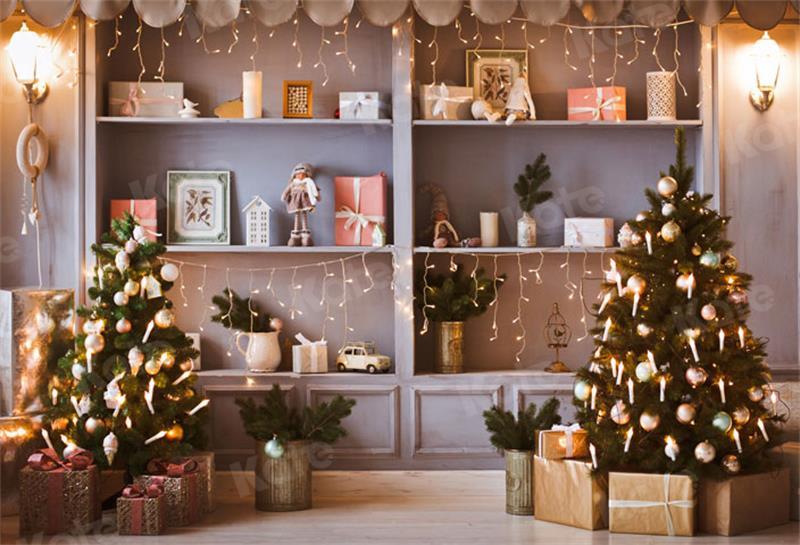 Kate Weihnachten Geschäft Baum Geschenk Hintergrund für die Fotografie