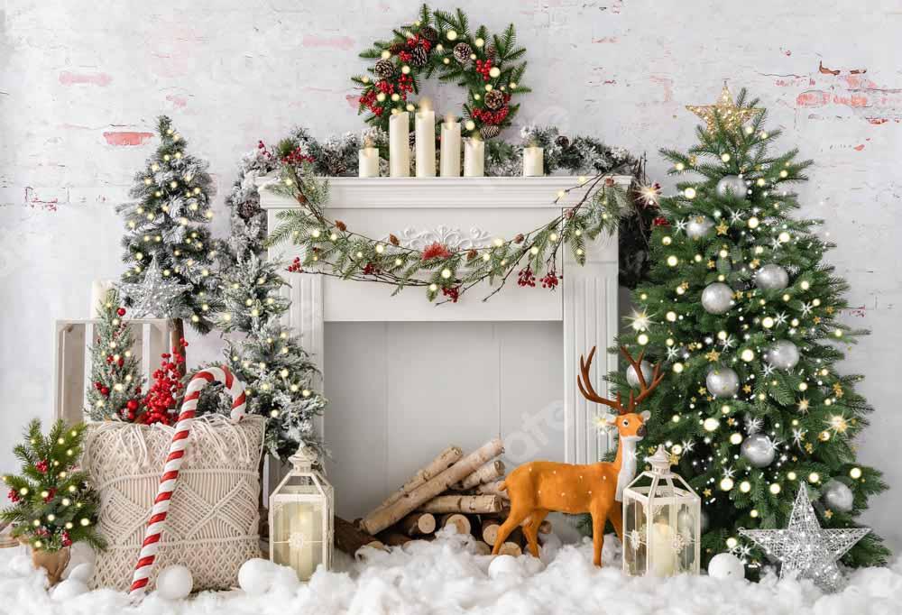 Kate Weihnachten Baum Elch Ziegel Kamin Hintergrund von Emetselch - Kate Backdrop.de