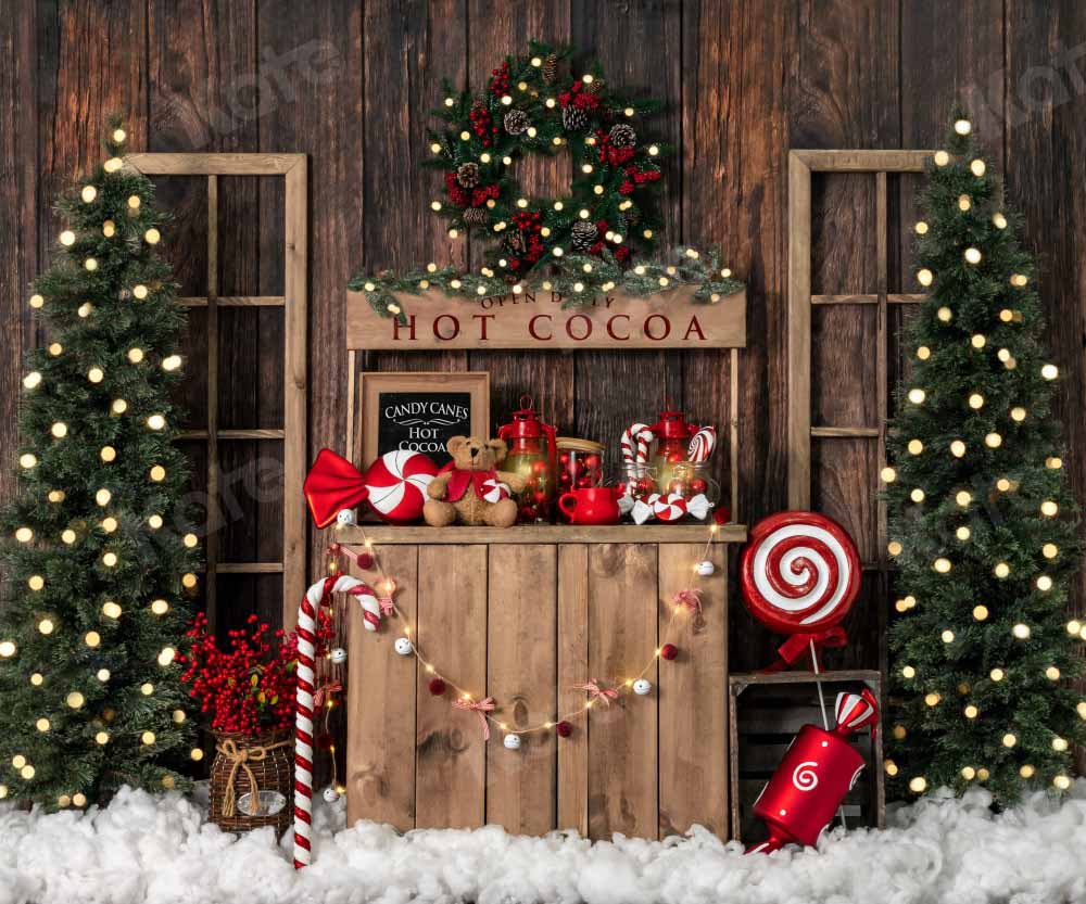 Kate Weihnachten Baum Hintergrund Winter Hot Cocoa von Emetselch