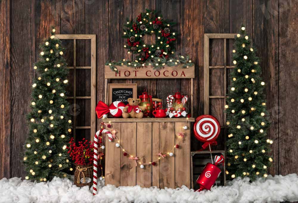 Kate Weihnachten Baum Hintergrund Winter Hot Cocoa von Emetselch