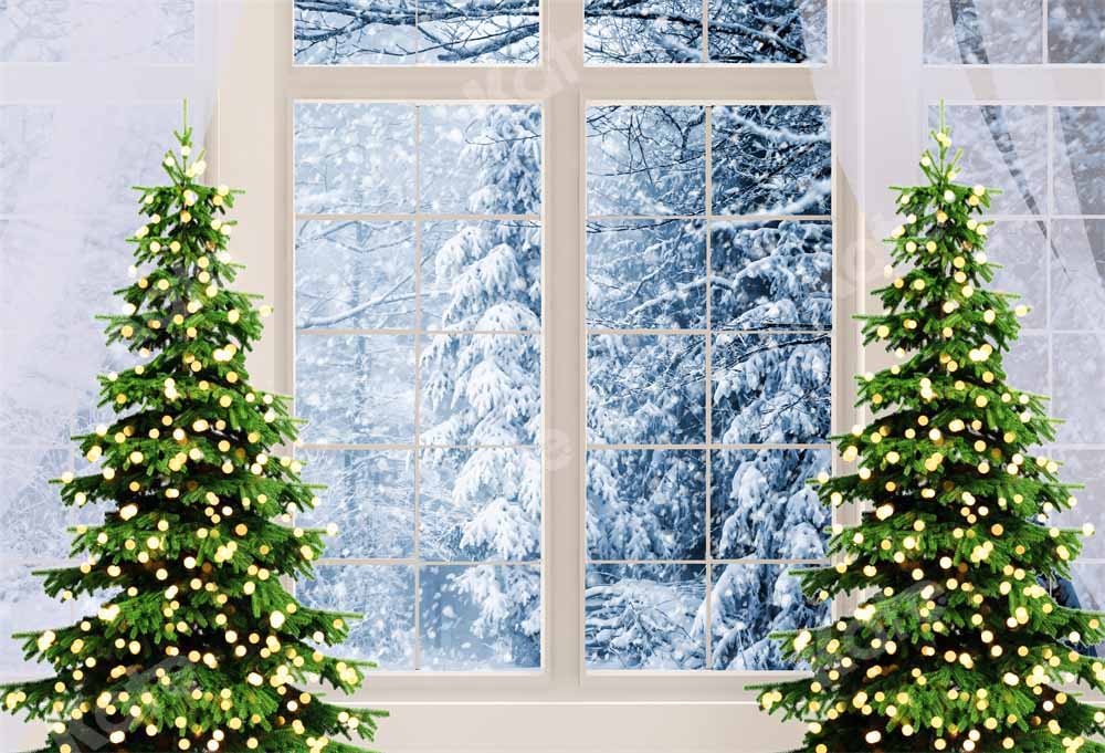 Kate Weihnachten Fenster Hintergrund Winter Schnee Szene  von Chain Photography - Kate Backdrop.de