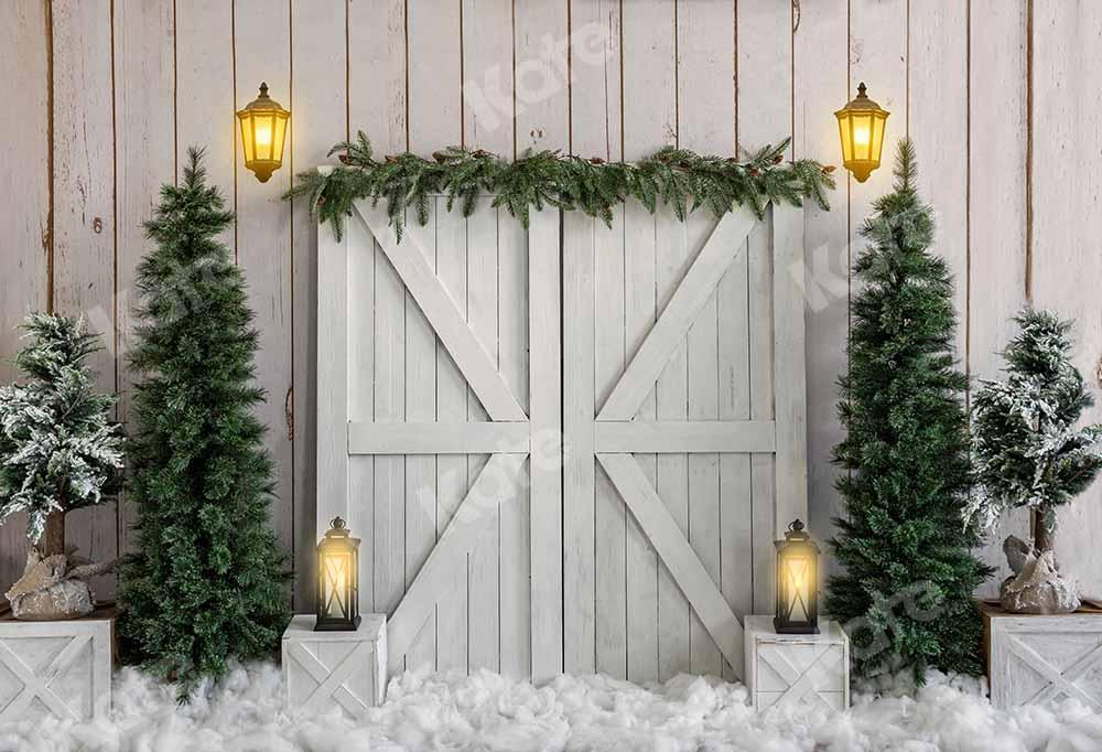 Kate Weihnachten Holz Hintergrund Winter Scheunentor von Emetselch - Kate Backdrop.de
