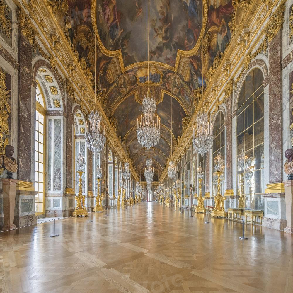 Kate Spiegelsaal und Hochzeit vor dem Schloss Versailles Hintergrund Gebäude Bühne