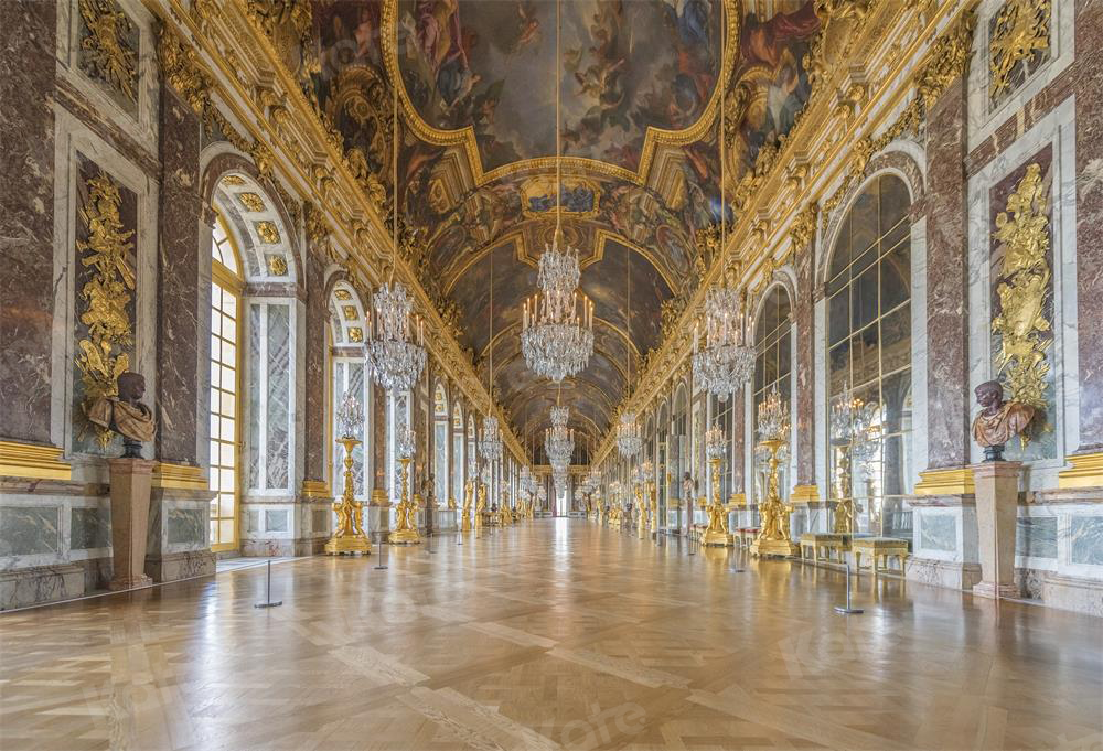 Kate Spiegelsaal und Hochzeit vor dem Schloss Versailles Hintergrund Gebäude Bühne