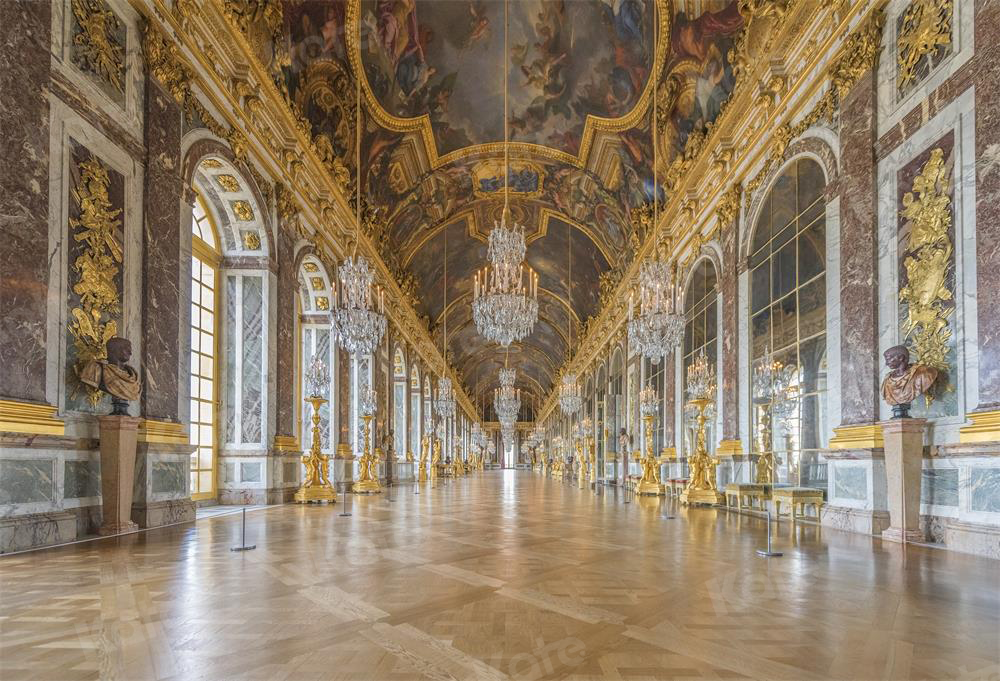 Kate Spiegelsaal und Hochzeit vor dem Schloss Versailles Hintergrund Gebäude Bühne - Kate Backdrop.de