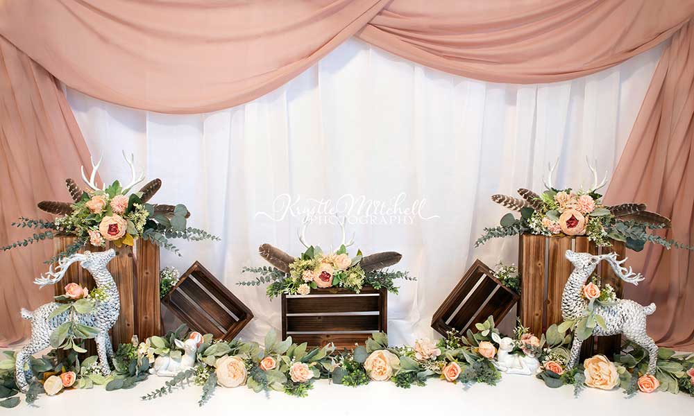 Kate kleiner Hirsch Cake Smash Geburtstag Vorhang Hintergrund  von Krystle Mitchell Photography