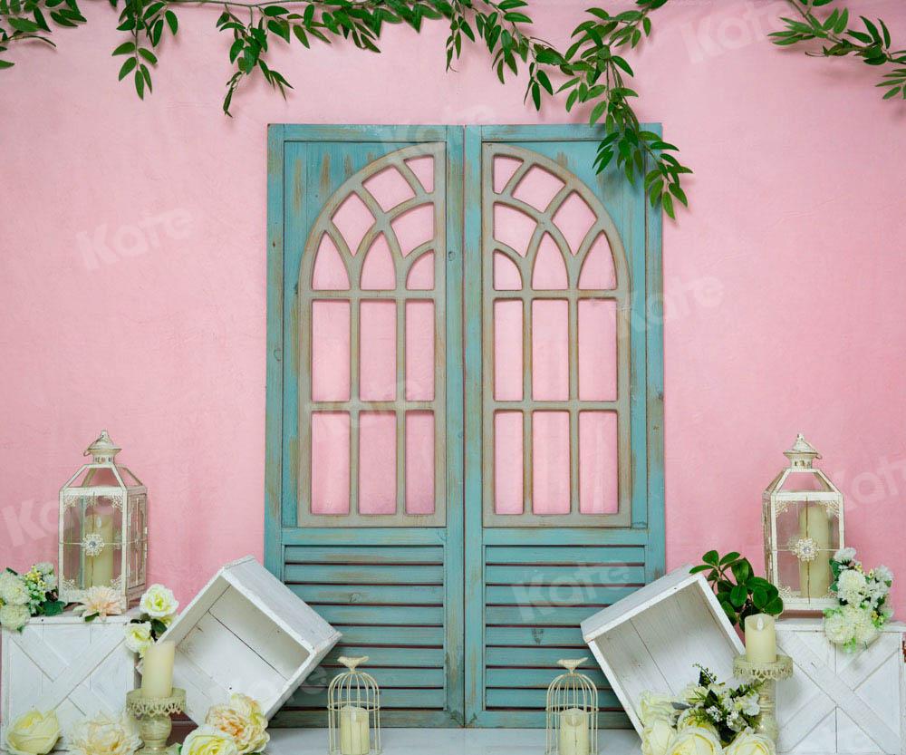 Kate Rosa Prinzessin Zimmer Hintergrund Blau Holz Tür von Emetselch - Kate Backdrop.de