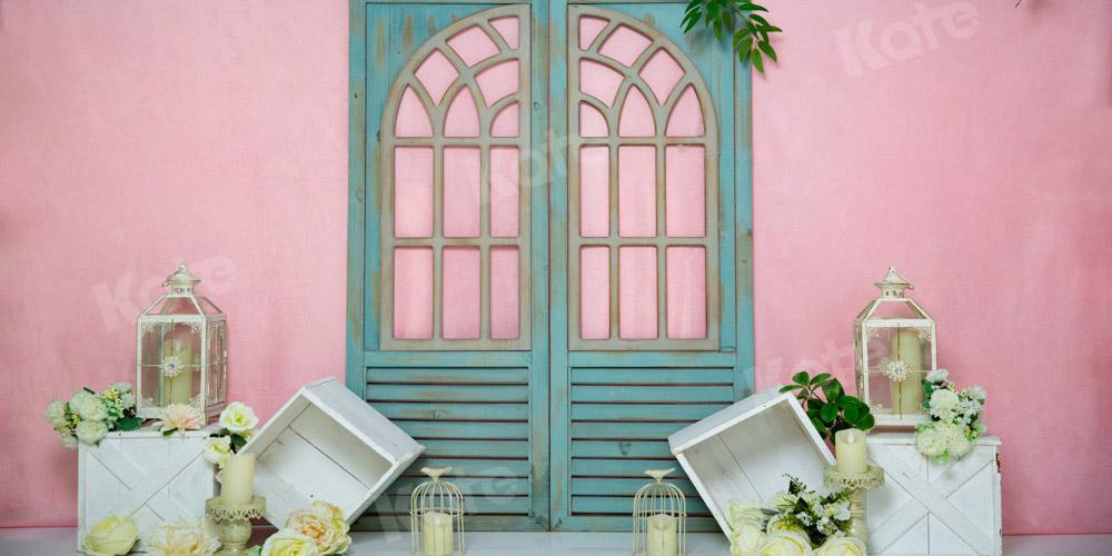 Kate Rosa Prinzessin Zimmer Hintergrund Blau Holz Tür von Emetselch - Kate Backdrop.de