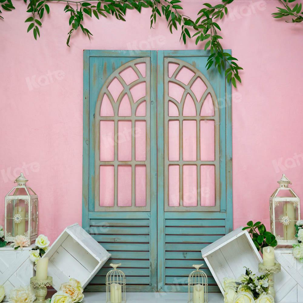 Kate Rosa Prinzessin Zimmer Hintergrund Blau Holz Tür von Emetselch - Kate Backdrop.de