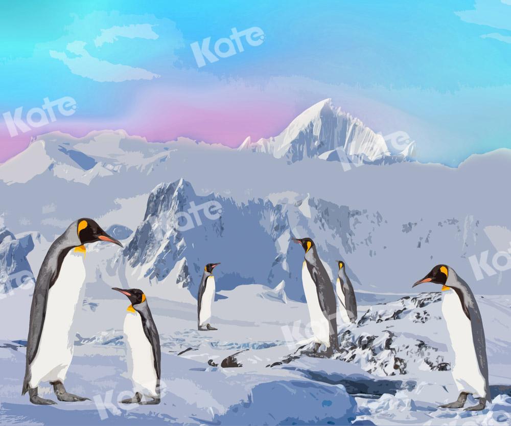 Kate Schnee Berg Pinguin Hintergrund Entworfen von Chain Photography