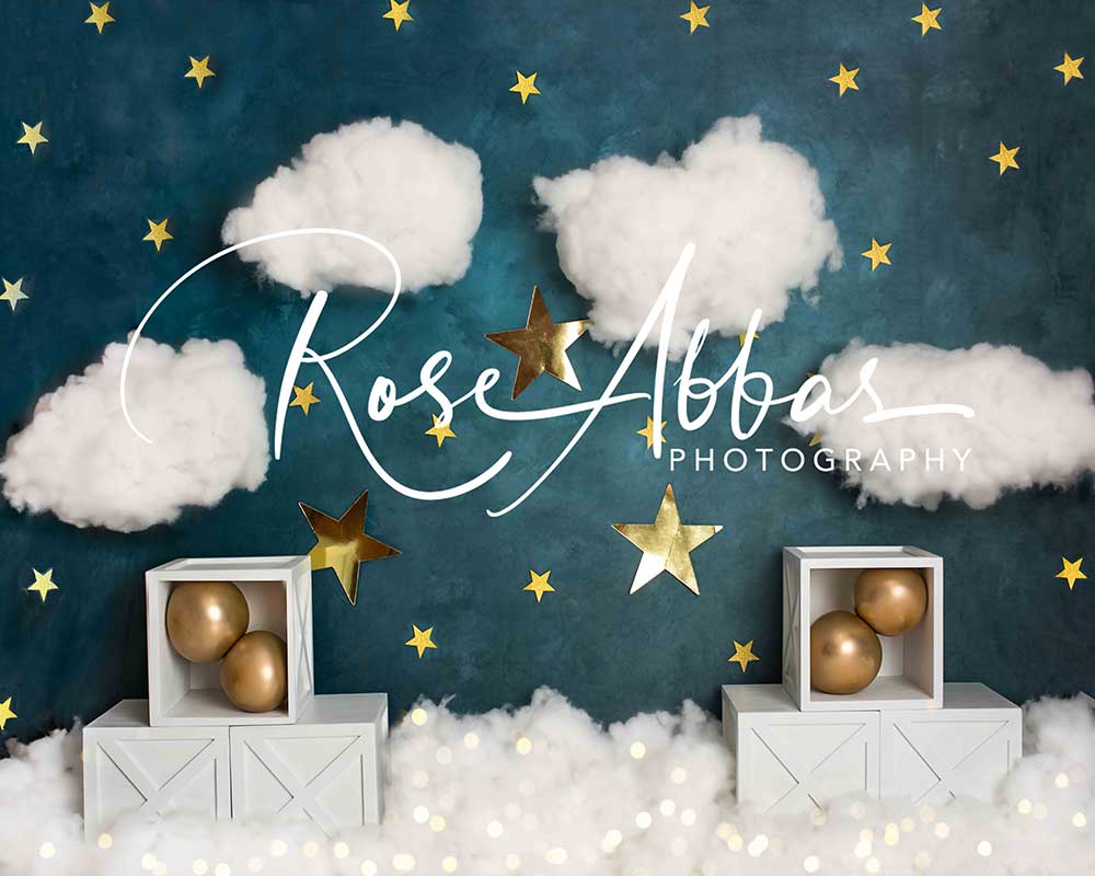Kate Sterne Wolken Geburtstag Hintergrund Cake Smash von Rose Abbas - Kate Backdrop.de