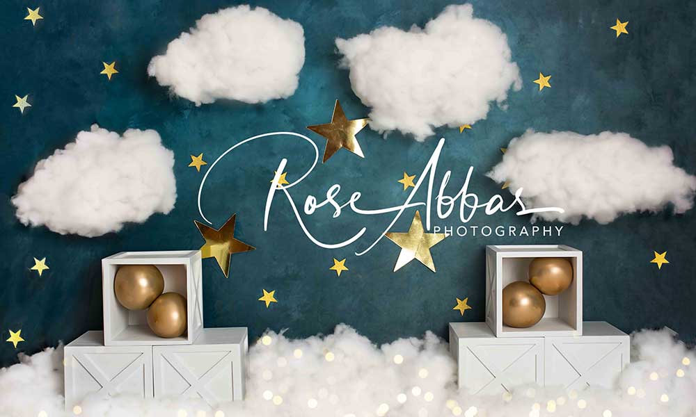 Kate Sterne Wolken Geburtstag Hintergrund Cake Smash von Rose Abbas - Kate Backdrop.de