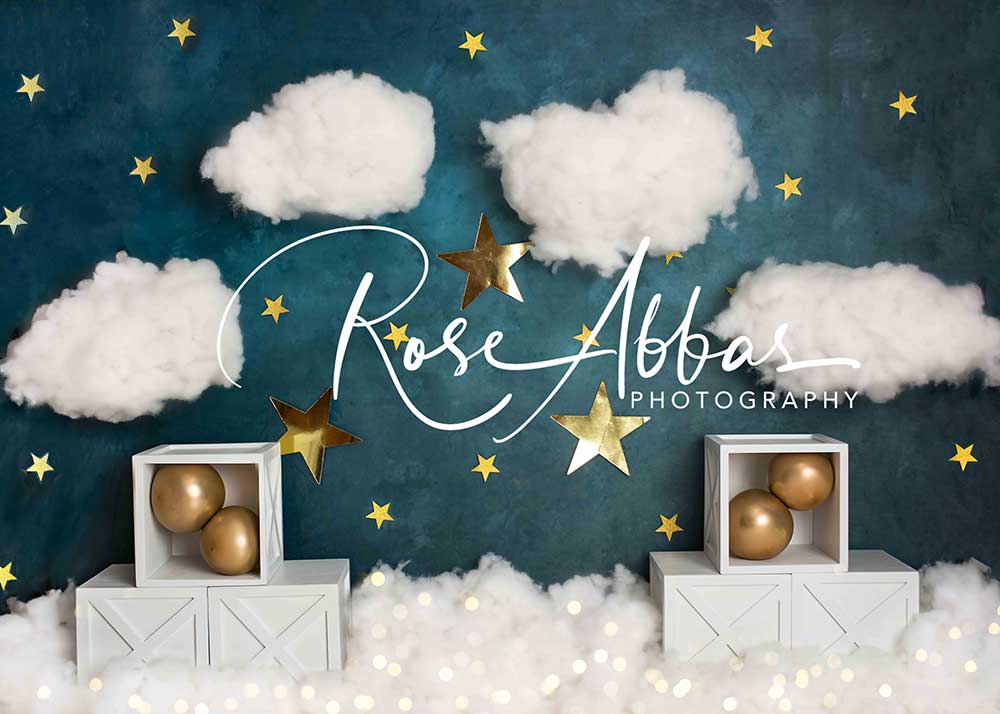 Kate Sterne Wolken Geburtstag Hintergrund Cake Smash von Rose Abbas - Kate Backdrop.de