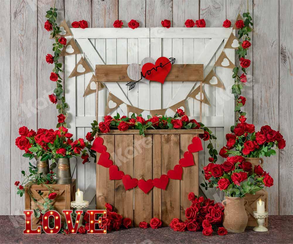 Kate Valentinstag Hintergrund Rose Holz Tür  von Emetselch - Kate Backdrop.de