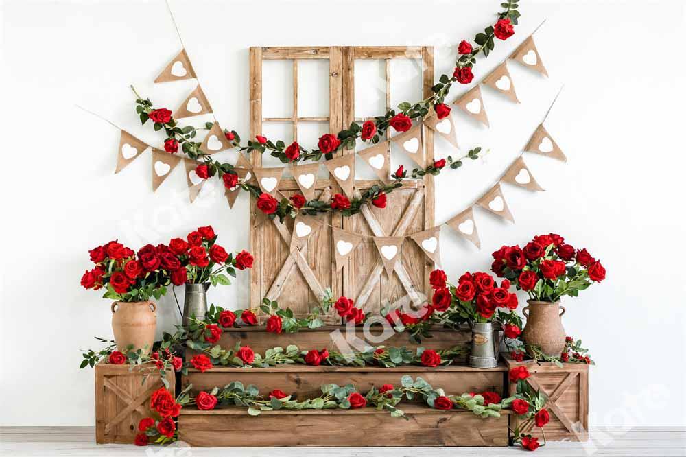 Kate Valentinstag Hintergrund Blumen Holz Tür von Emetselch