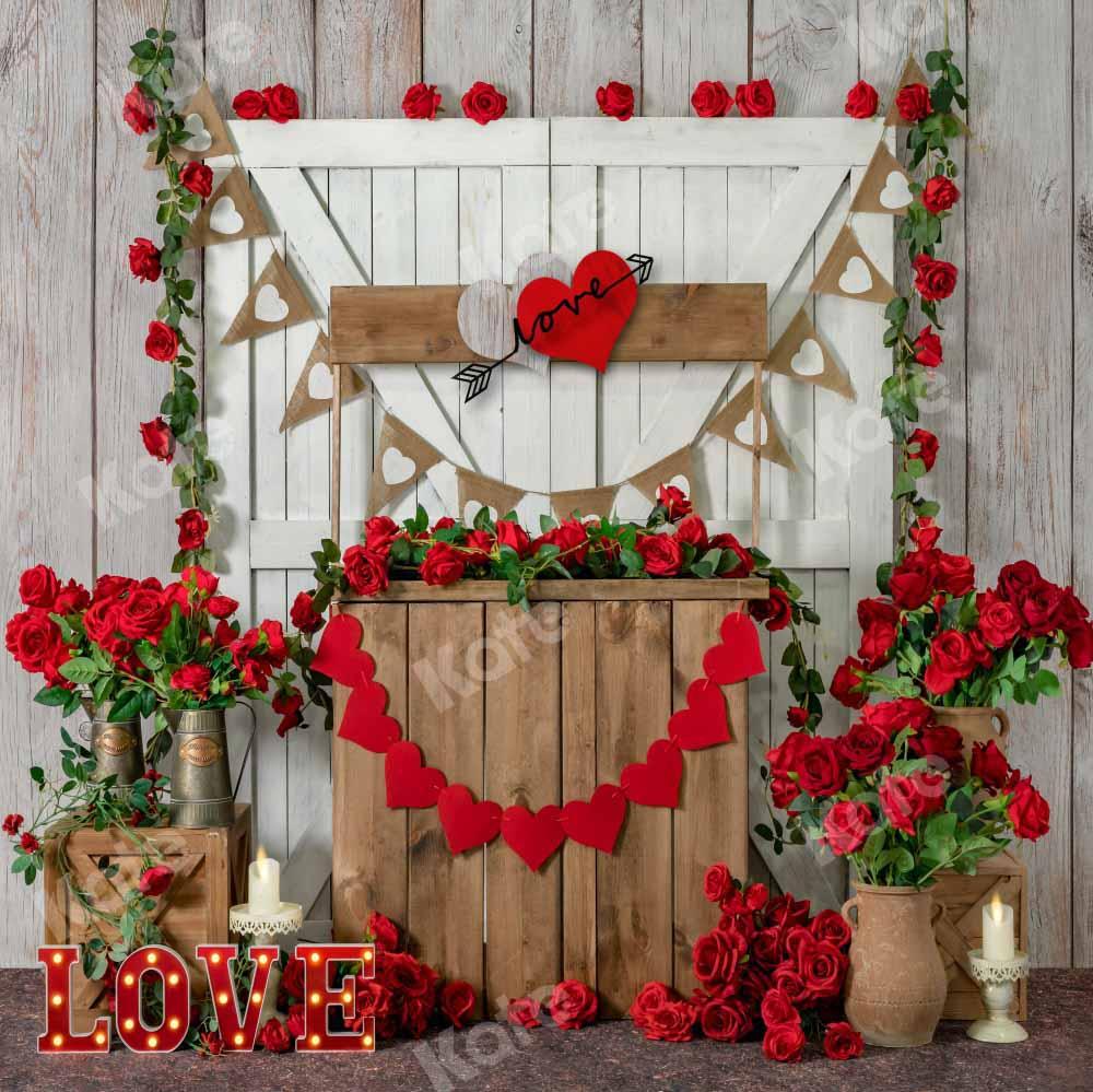 Kate Valentinstag Hintergrund Rose Holz Tür  von Emetselch - Kate Backdrop.de