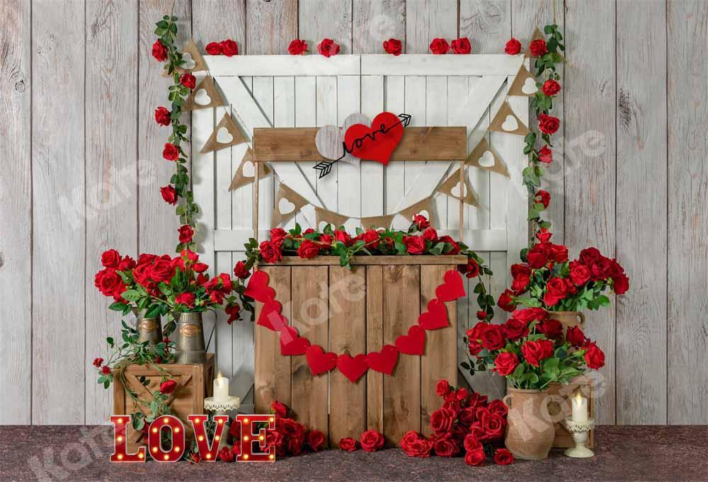 Kate Valentinstag Hintergrund Rose Holz Tür  von Emetselch - Kate Backdrop.de